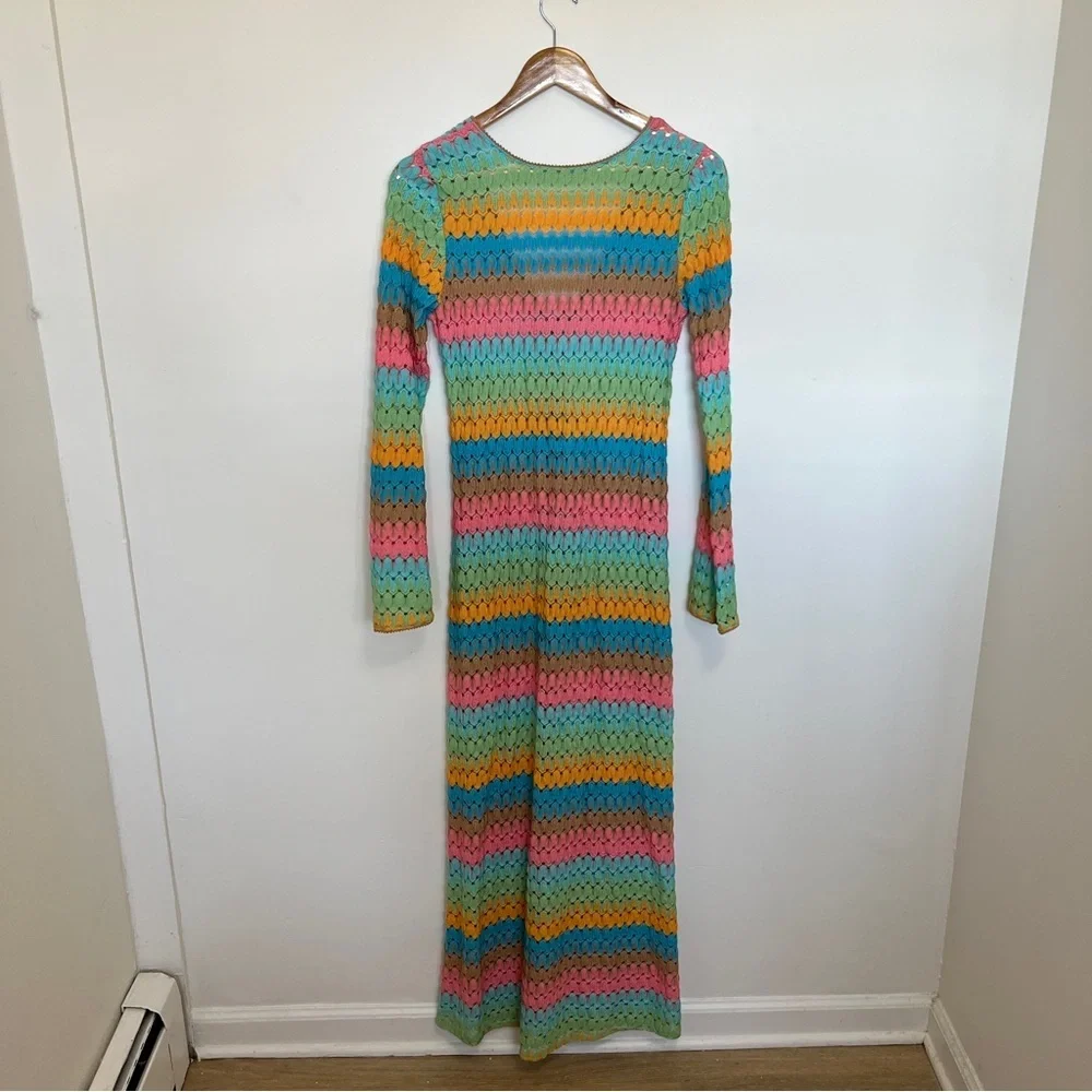 Show Me Your MuMu Vacay Coverup Crochet Maxi Dress Size Small - Picture 6 of 6